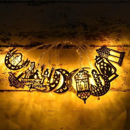 1.6m 10Leds Eid Mubarak Led Light Garland Moon Star String Lights Ramadan Decorations For Home Islamic Muslim Party Decor Light