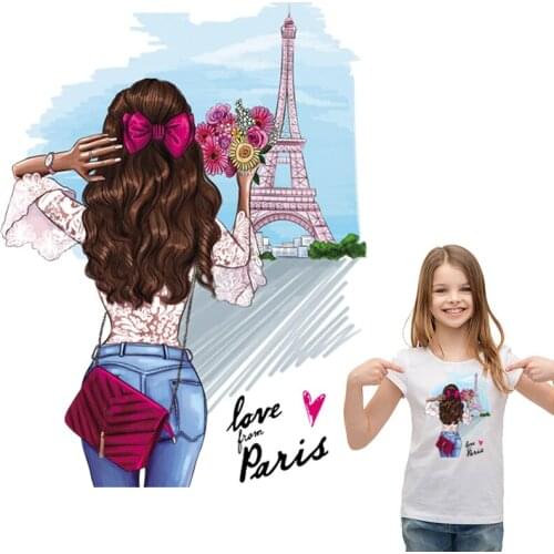 Thermal Patches For Girl Dresses T-Shirt Easy Print By Household Irons Parches Ropa T-Shirt Diy Decoration Applique On Clothes