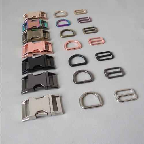 20Sets 25mm Webbing Dog Collar Paracord Metal D Ring Slider Belt Loop Release Buckle DIY Accessory Outdoor Handmade Hardware