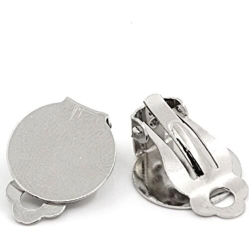 Doreen Box Lovely 50PCs Silver Color Earring Clip Findings 15x20mm (B01389)