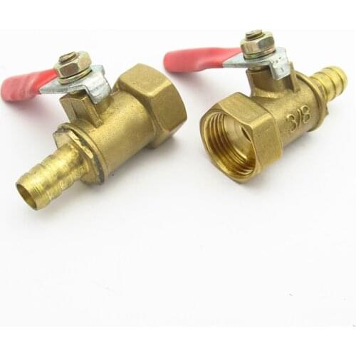 6mm 8mm 10mm Hose Barb x 1/8" 1/4" 3/8" 1/2" BSP Female Thread Two Way Brass Pneumatic Shut Off Ball Valve Pipe Fitting