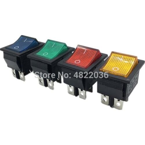 1PC Latching Rocker Switch KCD4 Power Switch 4 Pins 2 Position ON OFF With Light 16A 250VAC 20A 125VAC