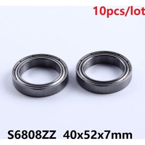 10pcs/lot ABEC-5 S6808ZZ S6808 ZZ Stainless Steel bearing 40*52*7mm Stainless Steel Deep Groove Ball Bearing 40x52x7 mm
