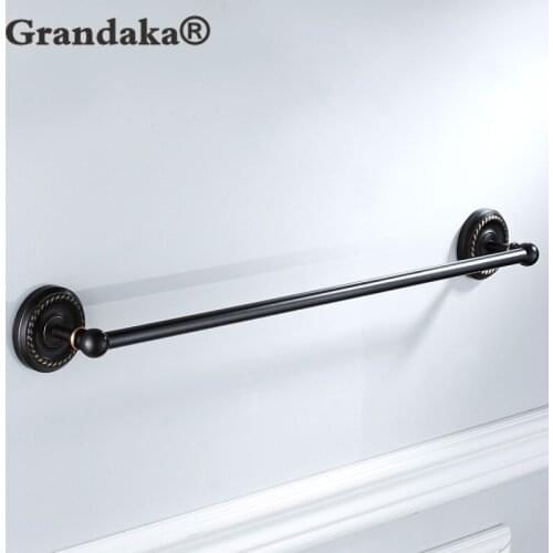 2018 Black Brass Towel Bar Wall Mounted Bathroom Accessories Single Towel Rack Modern Vintage Towel Shelf