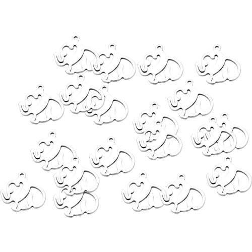 20x Stainless Steel Tiny Elephant Charm Pendant Necklace Bracelet Earrings