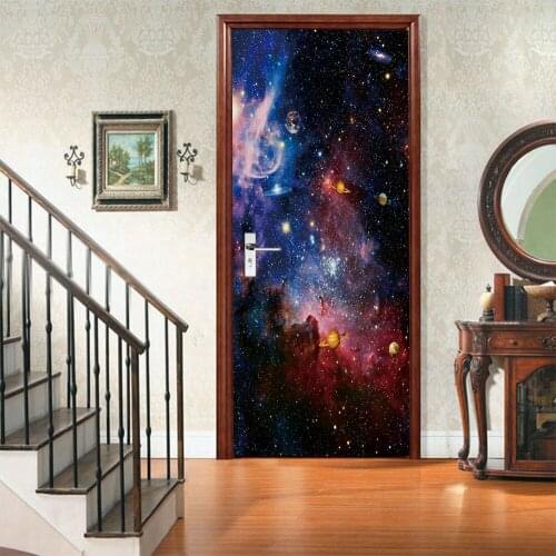 3D creative Cosmic sky door stickers wall stickers self-adhesive waterproof removable