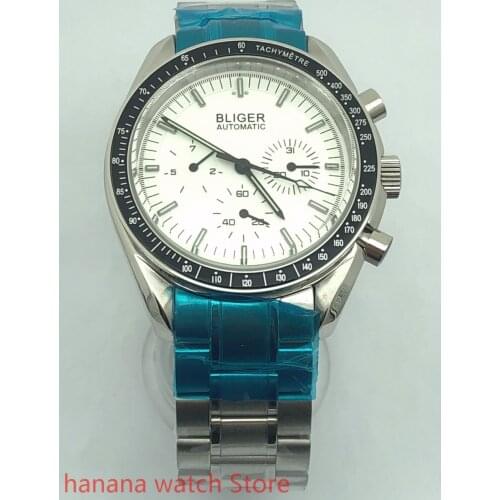 40mm Bliger Man Watch Week Date Indicator Clock Steel Strap Automatic Watches For Men