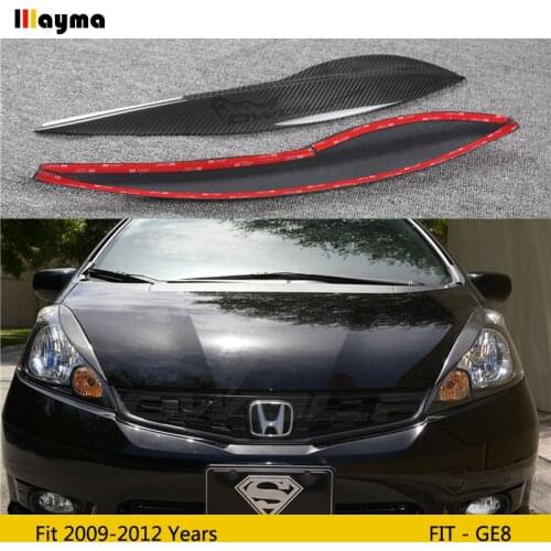 Carbon fiber headlight decorative covers eyelid For Honda Fit 2009 - 2012 GE8 Fiber glass FRP primer front lamp eyebrow sticker