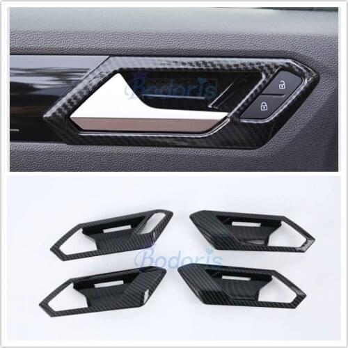 For Volkswagen For VW T-Roc TROC 2018-2020 Inteiror Carbon Fiber Color Door Handle Bowl Panels Grab Holder Protective Accessory