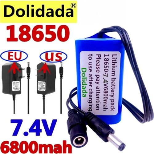 Dolidada Protect 7.4 V 6800 mAh 8.4 V 18650 Li-lon Battery bike lights Head lamp special battery pack DC 5.5MM + 8.4V1A Charger