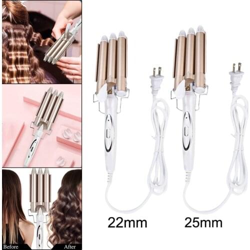 Electric Hair Waver Hair Crimpers Tongs Hair Curler 3 Barrel Quickly Heated Hair Waver Adjustable Temperature