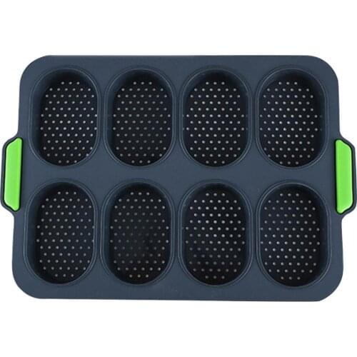 Loaf Baking Hamburger Bread Mold Easy Release Good Flexibility Tray Non Stick Heat Resistant 8 Grids Home French DIY Practical