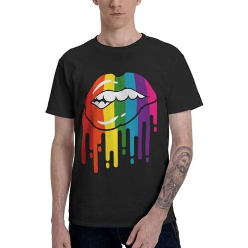 Lgbt Pan Rainbow Lips T Shirts Men Short Sleeve 100% Cotton T-shirts Lesbian Gay Pride Bisexual Tee Tops Fashion Tshirts Gift