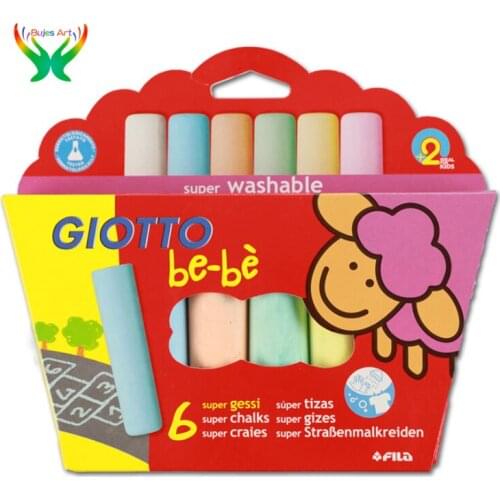 Giotto Bebe 6 color thick rod chalk dust-free color safety environmental protection childrens chalk painting art supplies