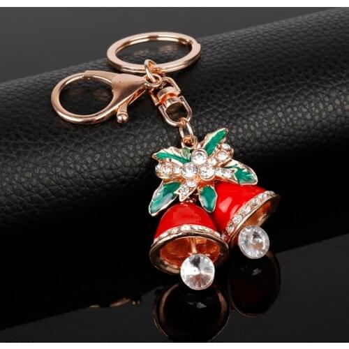 HANCHANG Jewelry Christmas Bells Keychain Keyring Women Girls Car Key/Bags Gift Luxurious Christmas Day Decoration Accessories