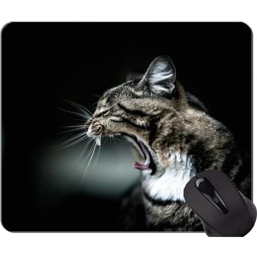 Gaming Mouse Pad Custom,Whiskers Yawn funny cat Home Office Computer Accessories Mousepads