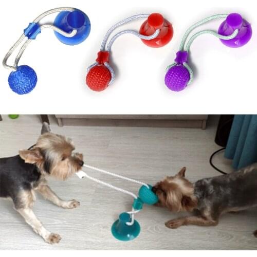 Dog Toys Dog Interactive Suction Cup Push TPR Ball Toys Pet Molar Bite Toy Elastic Rope Dog Tooth Cleaning Chewing Drop Shopping