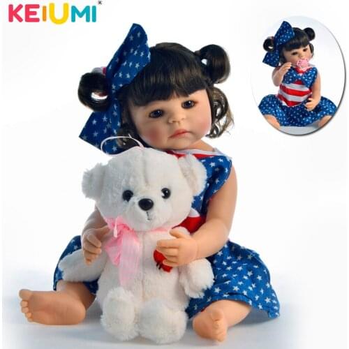 KEIUMI Ethnic Reborn Boneca 55 cm Silicone Full Body Reborn Dolls Vinyl With Curls Realistic 22" Baby Girl Toy For Kids Surprise