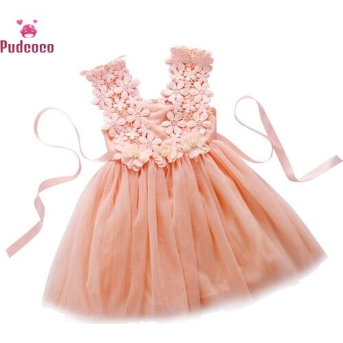 Summer Cute Baby Girl Dress Lace Tulle Flower Gown Fancy Party Bridesmaid Dress Little Girls Sundress