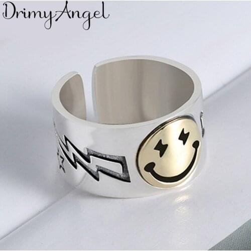 Summer Beach Vacation Knuckle Smile Face Rings for Women Girls Adjustable Finger Ring Charm Jewellery Wholesale Gifts