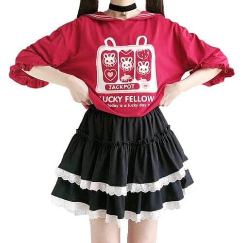 Cute White Ruffle Mini Skirt Girl 2021 Harajuku Fashion Aesthetic Lolita Gothic Women Kawaii Lace Black Pleated Tutu Short Skirt