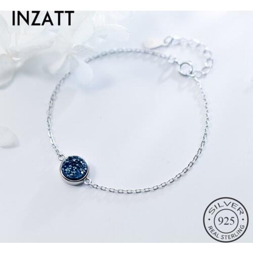 INZATT Minimalist Druzy Stone Kyanite Bracelet Real 925 Sterling Silver Accessories For Women Fine Jewelry Gift