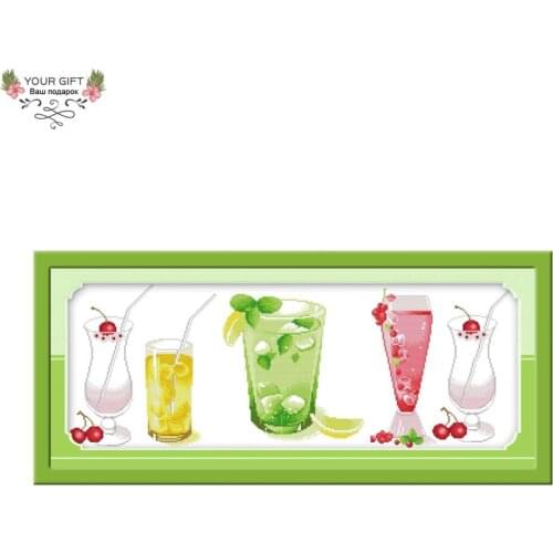 Your Gift Free Shipping 14CT 11CT Counted and Stamped Fall In Love With Fruits Embroidery Cross Stitch Kits for Home Decor J031