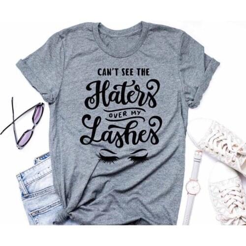 Cant See The Haters Over My Lashes t-shirt Eyelashes graphic be nice human cotton shirt tumblr grunge tee aesthetic tops -J790