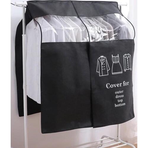 Non-woven Coat Dust Proofing Cover Household Hanging Overcoat Clothing Cover Suits Pocket Storage Bags Closet Organizer Suit Bag