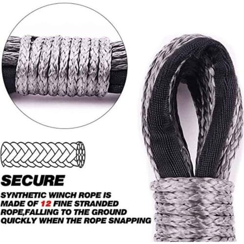 New 7700lbs Electric Winch Rope Nylon Rope High Strength Fiber Rope 6mmx15m Car Tow Rope Tow Strap