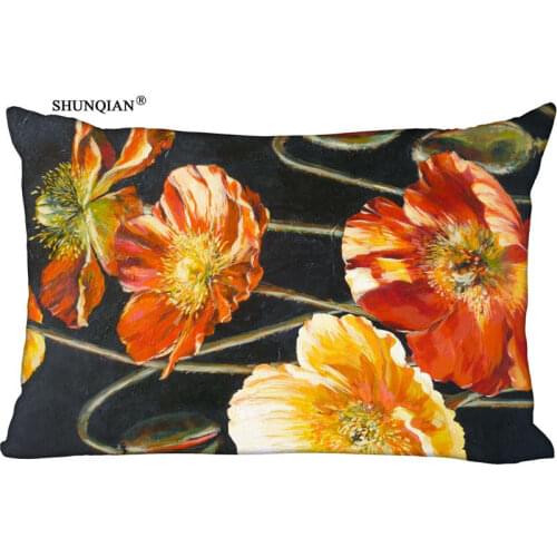 New Flower Oil Painting Pillow Case Custom Wedding Pillowcase Cover Cases Gift Zippered Rectangle Pillow Case