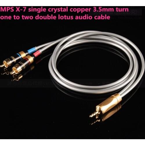 NEW MPS X-7 single crystal copper 3.5mm turn one to two double lotus audio cable 1 - 2RCA computer audio cable