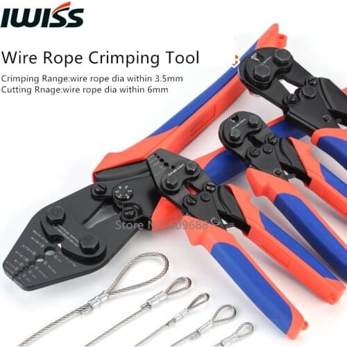 IWISS Wire Rope Crimping Tool Pliers 1-6mm Multi-wire Rope Cutter Pliers CWR-35 CWR-60 CWR-1522 CWR-1328 IWS-102