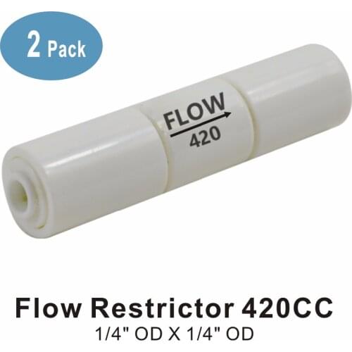 Flow Restrictor 420CC 1/4-Inch Quick Connect for RO Reverse Osmosis Systems - Pack of 2