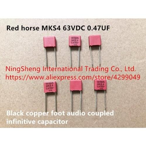 Original new 100% red horse MKS4 63VDC 0.47UF black copper foot audio coupled infinitive capacitor (Inductor)