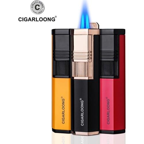 Cigar Lighter double tube portable windproof straight into the inflatable lighter igniter with cigar drill CL-0116