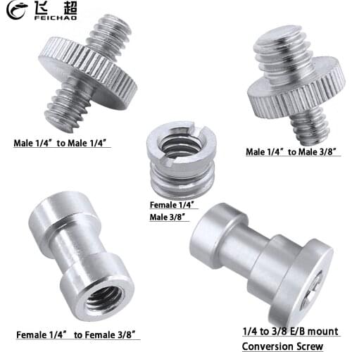 5 in 1 Durable Male Female Screw Adapter 1/4" 3/8" Thread E/B Mount Set for Camera Tripod Flash Light Stand Converter Screws