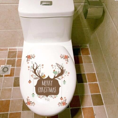 Merry Christmas Elk Birds Gift Wall Stickers For Kids Rooms Store Window Cartoon Animals Wall Decals Art Diy New Year Posters