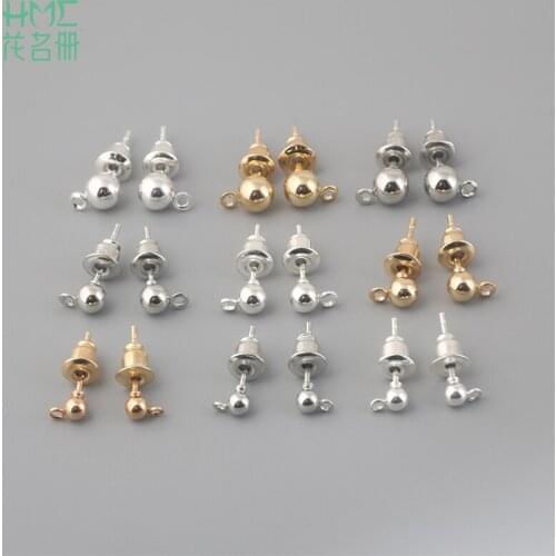 Iron Hanging Earrings Gold Silver Rhodium Plated Metal Stud Earring Findings For DIY Jewelry Making Accessories