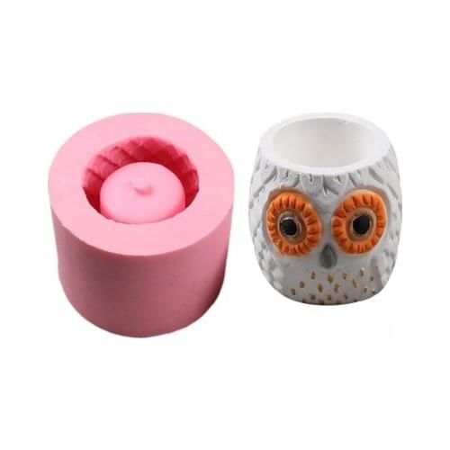 Silica Gel Silicone Molds Animals Flower Pots Owl Shaped Concrete Pot Molds Concrete Mould Cement 3d Vase Mold H984