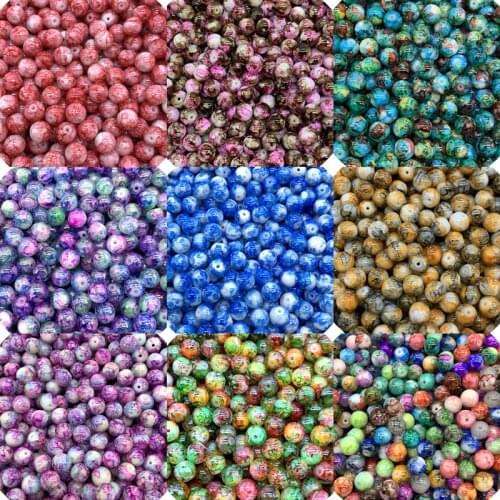 4/6/8/10mm Glass Beads Round Shape Double Colors Loose Spacer Beads For Jewelry Making DIY Charms Bracelet Necklace Accessories