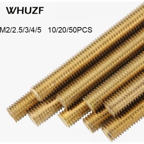 10/20/50pcs Brass Thread Rod M2 M2.5 M3 M4 M5 M6 M8 M10 M12 length 250mm Long Brass Metric Bolt Full Thread Shaft Rod Bar Stud