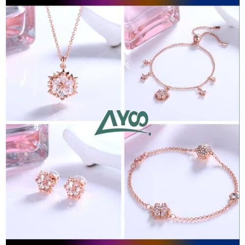 SWA1:1 Fashion Jewelry Glamour Home Snowflake Necklace Earring Bracelet Set Series Simple Style Fresh Romantic Gift For Women