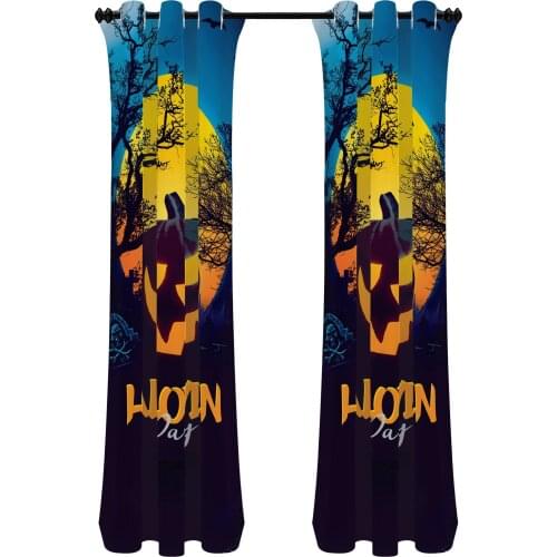 Hallowe En Themed Field Moon Lit By Skeleton Tree Shadows Spooky Night Curtains Living Room Deluxe Curtains Bedroom Kitchen Deco