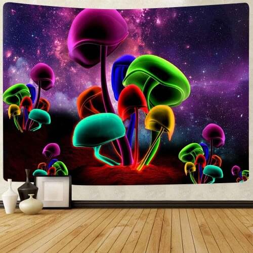 Trippy Smoke Mushrooms Tapestry Hippie Colorful Nature Art Wall Hanging Tapestries for Living Room Home Dorm Decor