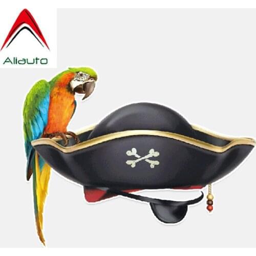 Aliauto Unique Parrot Pirates Hat Decor Car Sticker PVC Waterproof Reflective Creative Colored Decal Accessories,14cm*11cm
