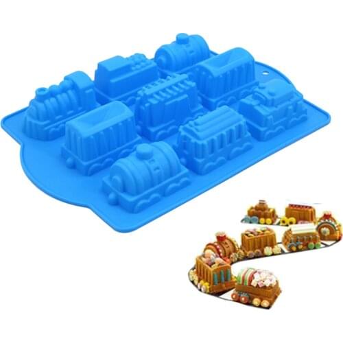 Train Car Shape Silicone Cake Mould Locomotive Mould Train Thomas Fondant Tools DIY Chocolate Candy Mold Cake Decorating Tool