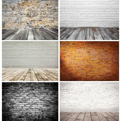 SHENGYONGBAO Vinyl Custom Vintage Brick Wall Wooden Floor Photography Backdrops Photo Background Studio Prop 21712 YXZQ-11