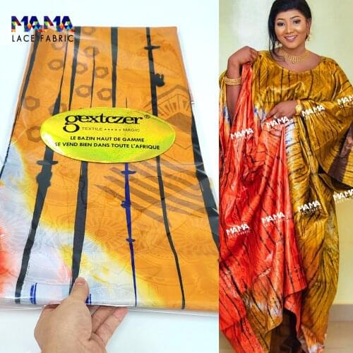 5 Yards Bazin Riche 2021 New Style Afrian Lace Fabric Basin Riche Original Brocade Priting Embroidery For Guinea Party Dresses