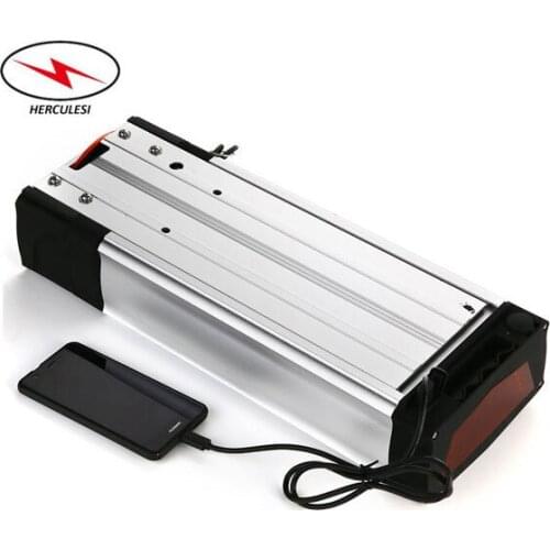 Rear Rack E Bike Battery 36V 20Ah Batterie Velo Electrique for 36V Lithium Ion Battery Pack with USB Port + Tail Light